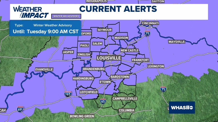 Winter Weather Advisory issued as snow arrives late Monday night