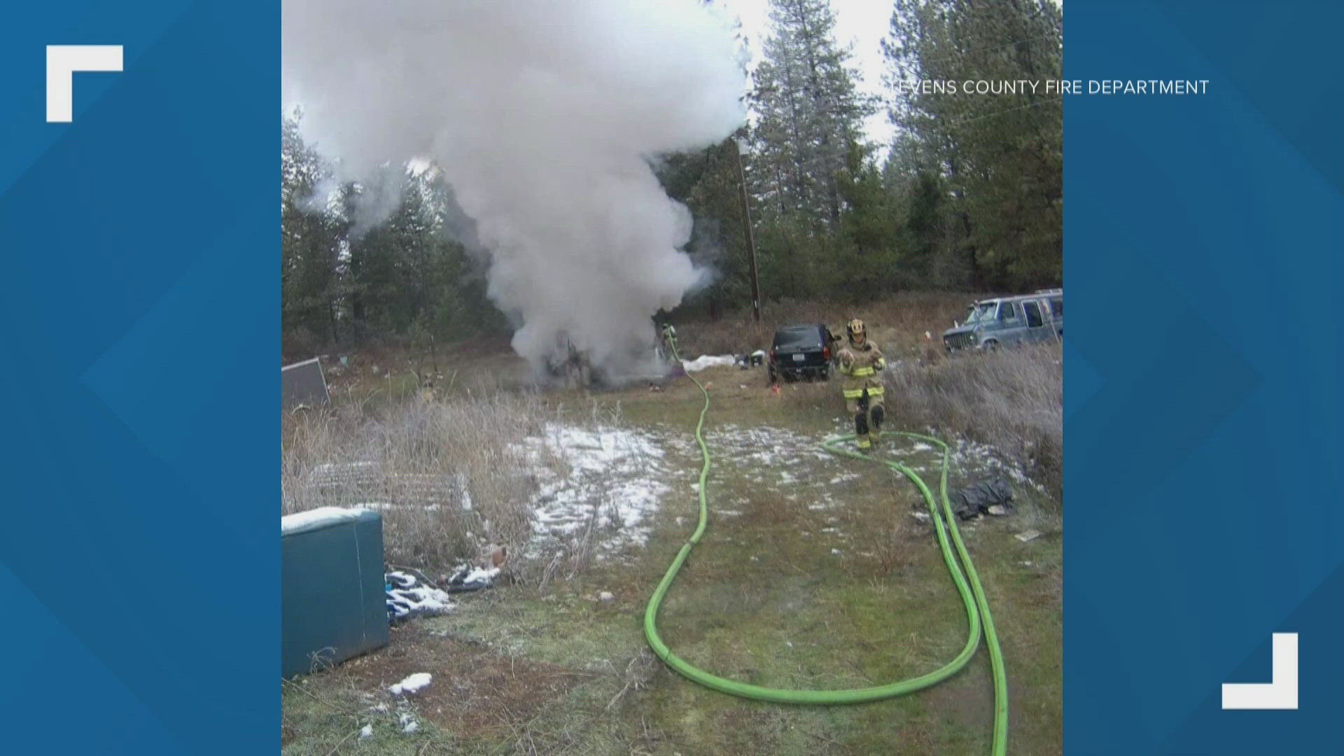 SCFD rescues five puppies from RV fire near Springdale on Sunday