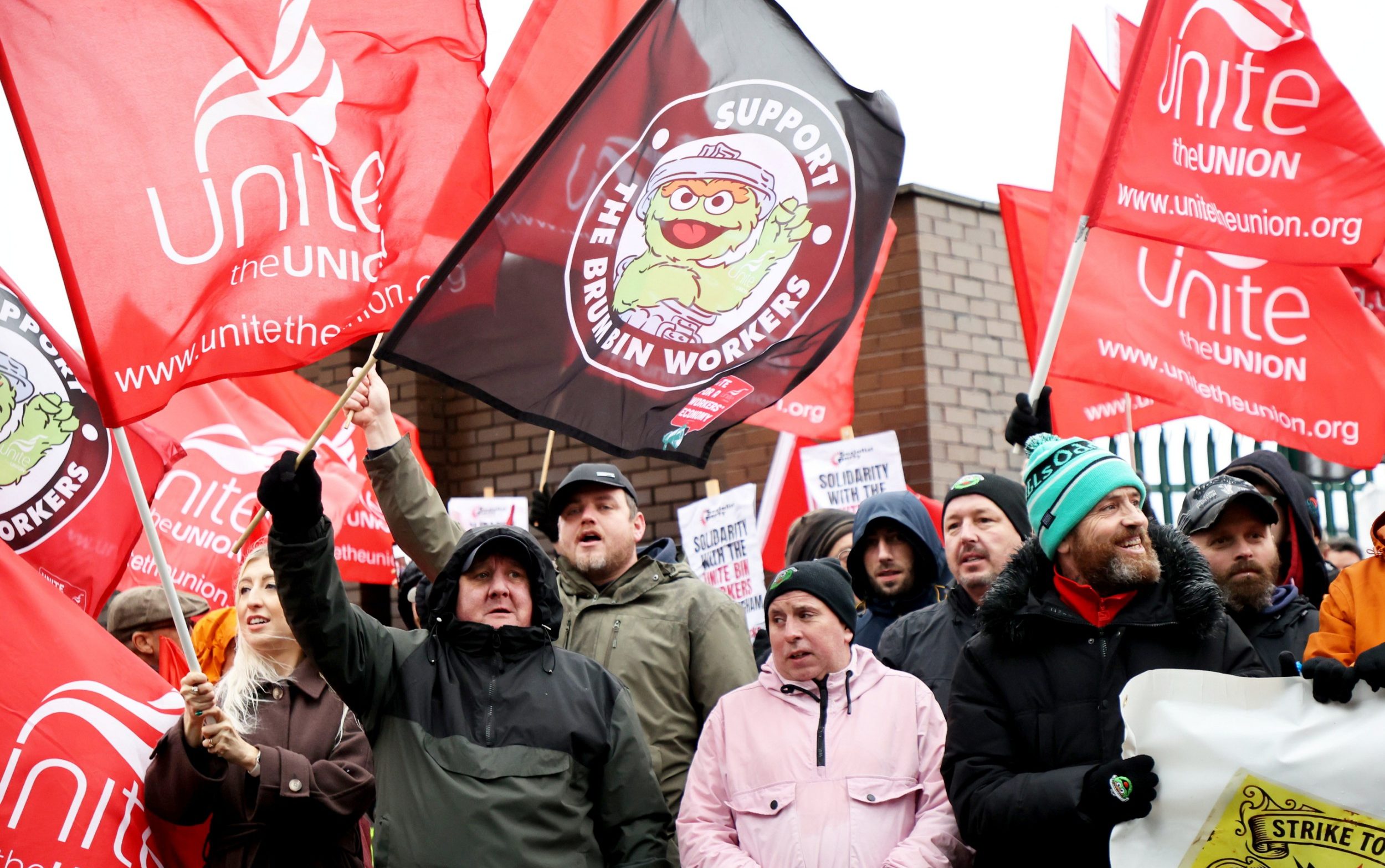 Agency workers attend a rally in Birmingham on Monday morning - Anita Maric/SWNS