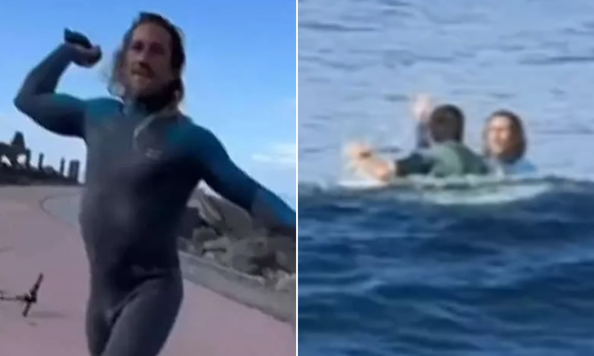 Moment Tenerife surfer hurls rocks at tourists after punching one for ...
