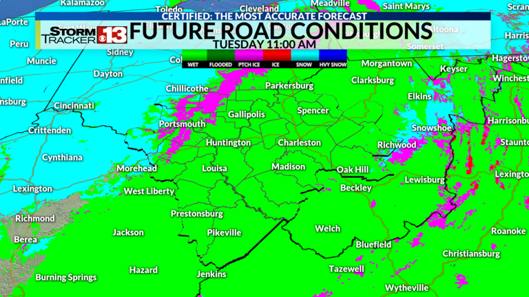 Advisories for slick roads: snow, rain & ice Tuesday