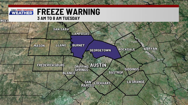 Freeze tonight for much of Central Texas