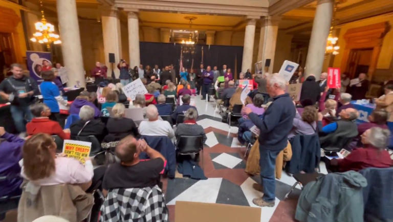 Hundreds of Hoosiers gather at statehouse to protest redistricting