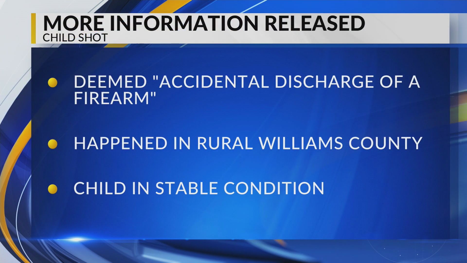 Child in stable condition following accidental gunshot