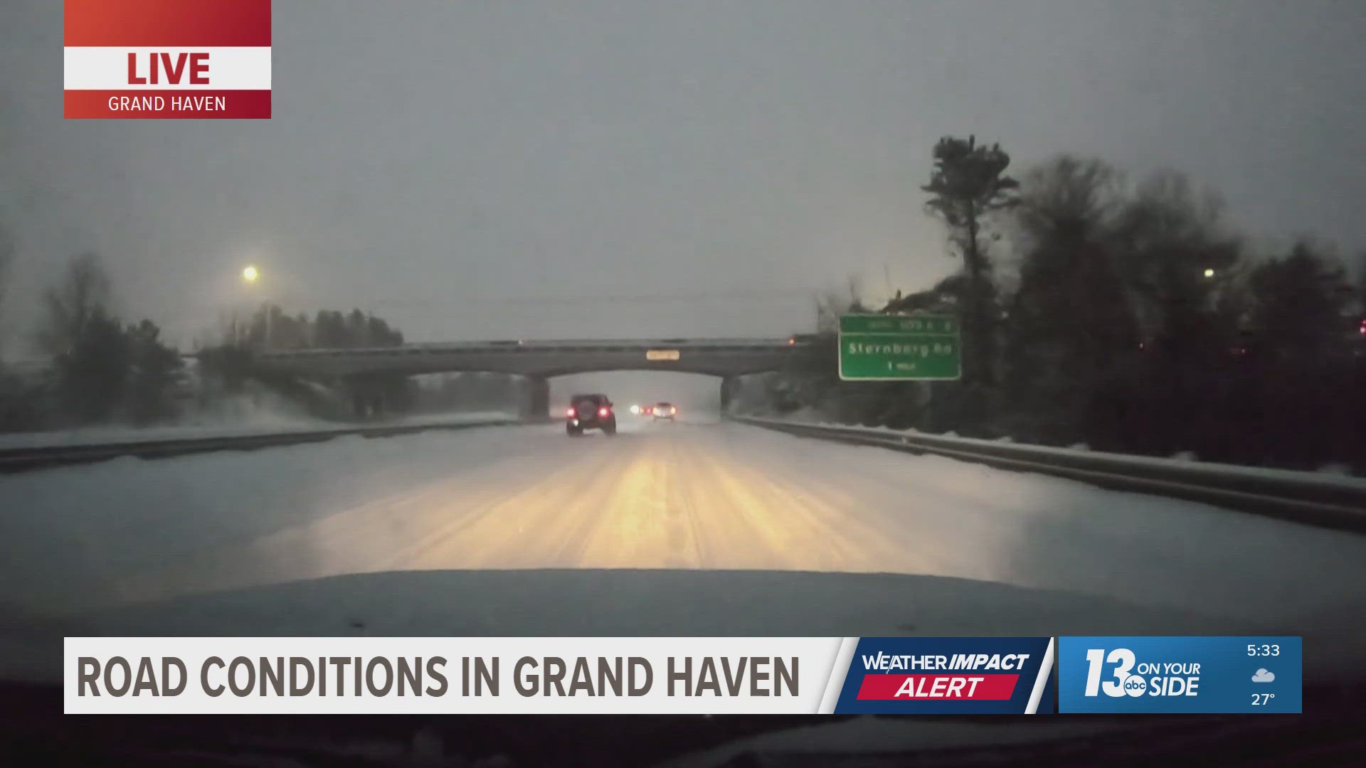 Heavy snow leads to slick roads along Michigan lakeshore