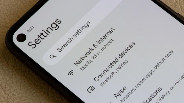 The settings app on a Google Pixel phone