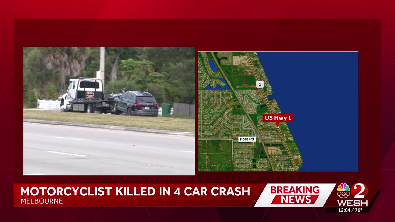 Motorcyclist killed in crash involving 5 vehicles in Melbourne