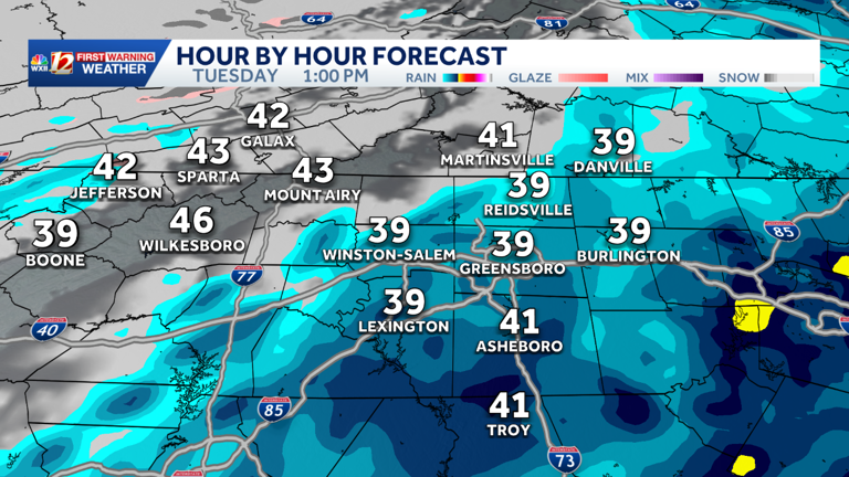 Hour-by-hour: Tracking soaking rain Tuesday in North Carolina