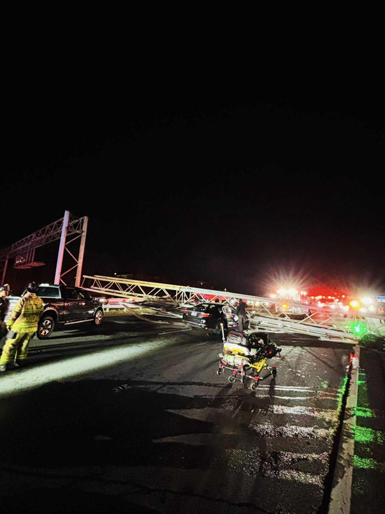 Two seriously injured after interstate sign falls onto vehicle in Charlotte