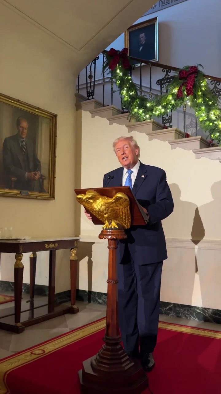 Trump Delivers Grim Warning at White House Christmas Party
