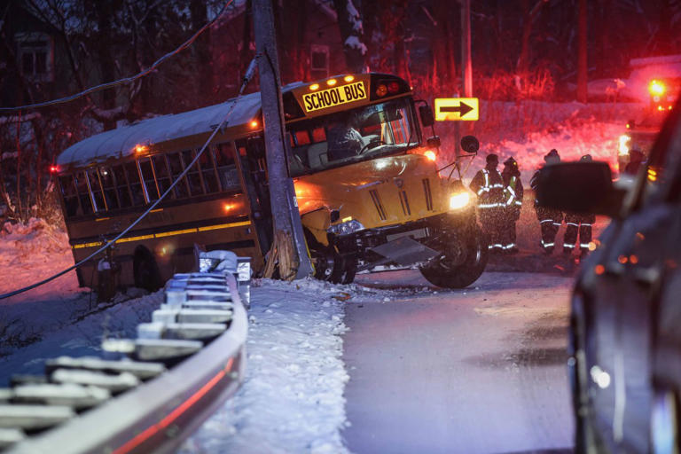 Occupied school bus crashes into utility pole in McHenry County