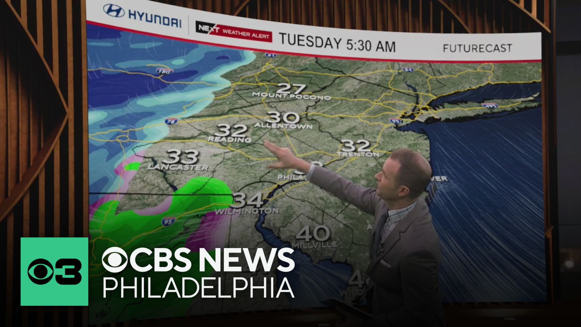 Cloudy Monday night, tracking snow and rain in Philadelphia region Tuesday