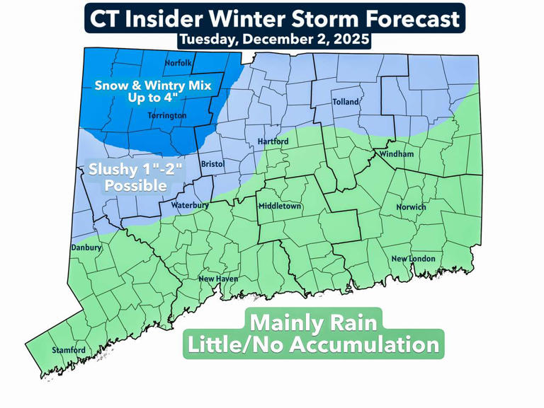 Shift in winter storm changes Connecticut snow predictions for Tuesday