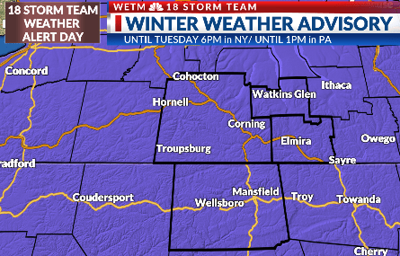 18 STORM TEAM WEATHER ALERT DAY: Winter Weather Advisory for the Twin Tiers