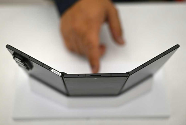 The Galaxy Z TriFold will go on sale on December 12 and is more than twice the cost of the new iPhone 17. Photo: Jung Yeon-je / AFP Source: AFP