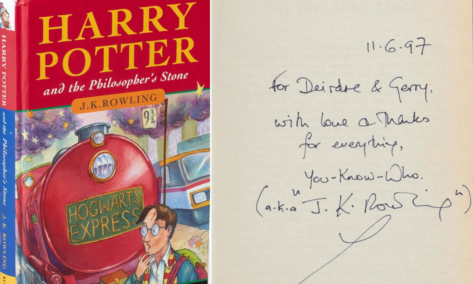 Harry Potter first edition which JK Rowling inscribed with 'You Know Who' could sell for £150,000