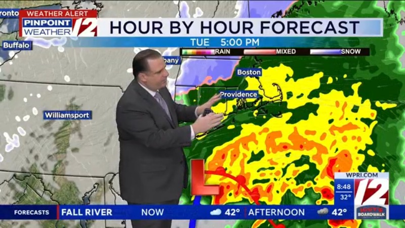WPRI 12 Weather Forecast for 12/2/25: Early snow/rain to a steady rain ...