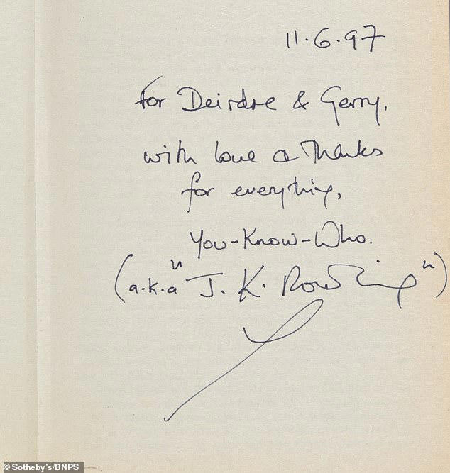 Harry Potter first edition which JK Rowling inscribed with 'You Know ...