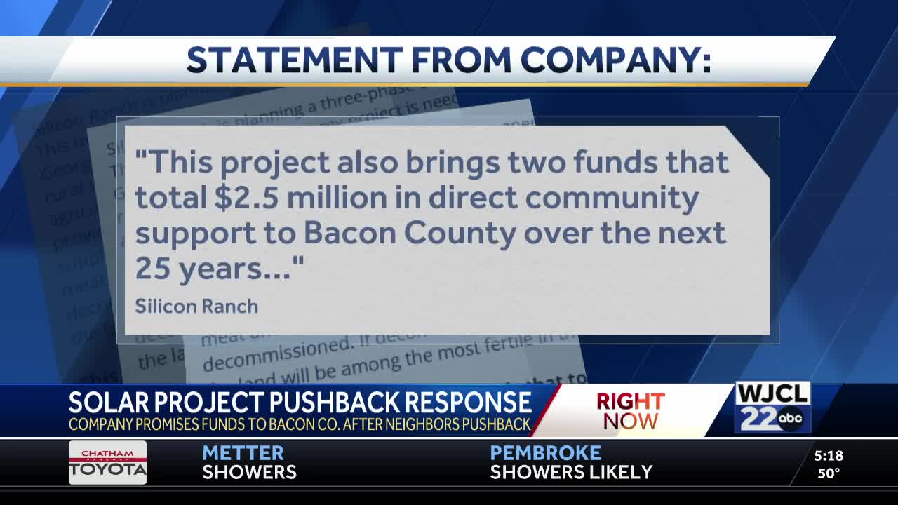 Residents pushback against a Solar Panel Farm Project in Bacon County