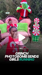 Grinch photobomb sends two girls running from the photoshoot