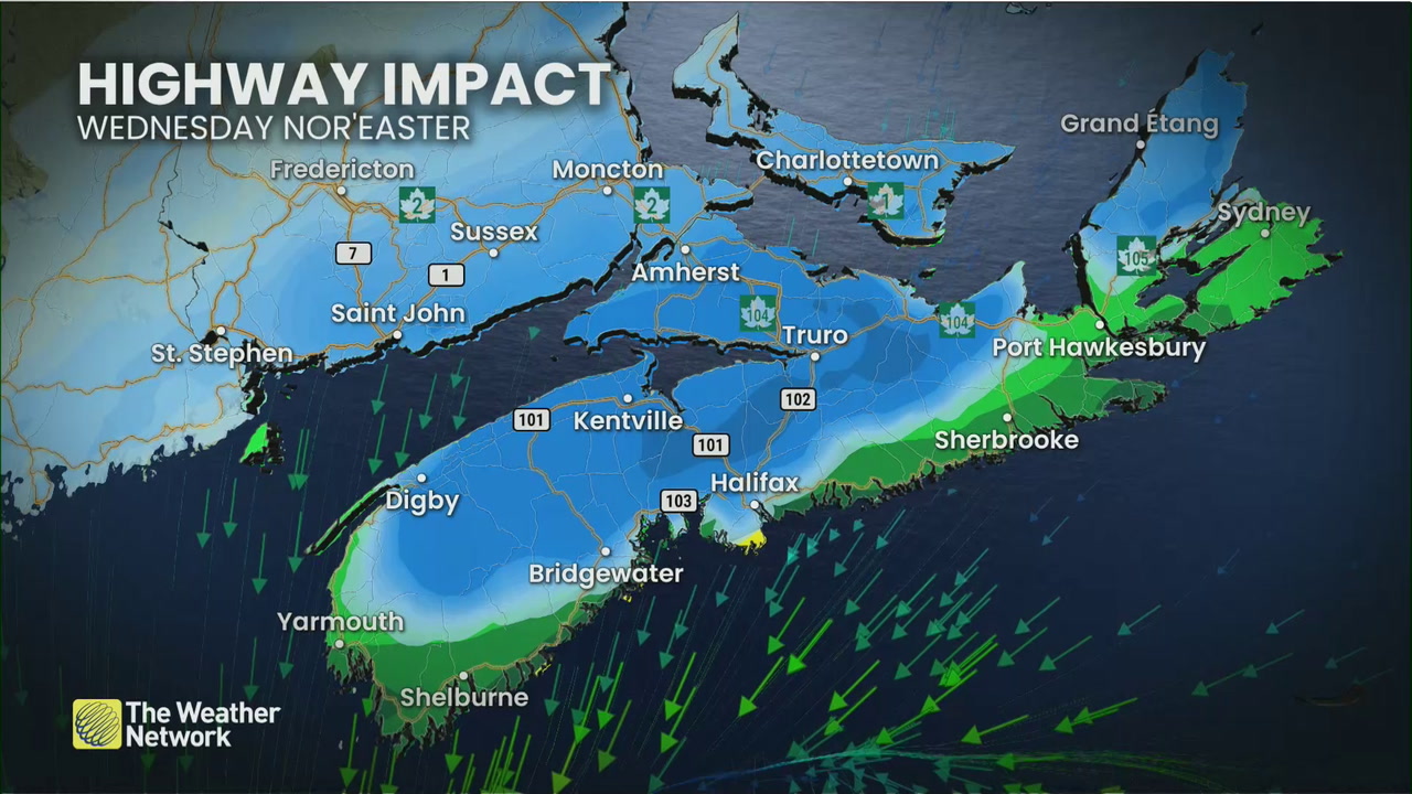 Nor'easter brings heavy snow and strong winds to Atlantic Canada