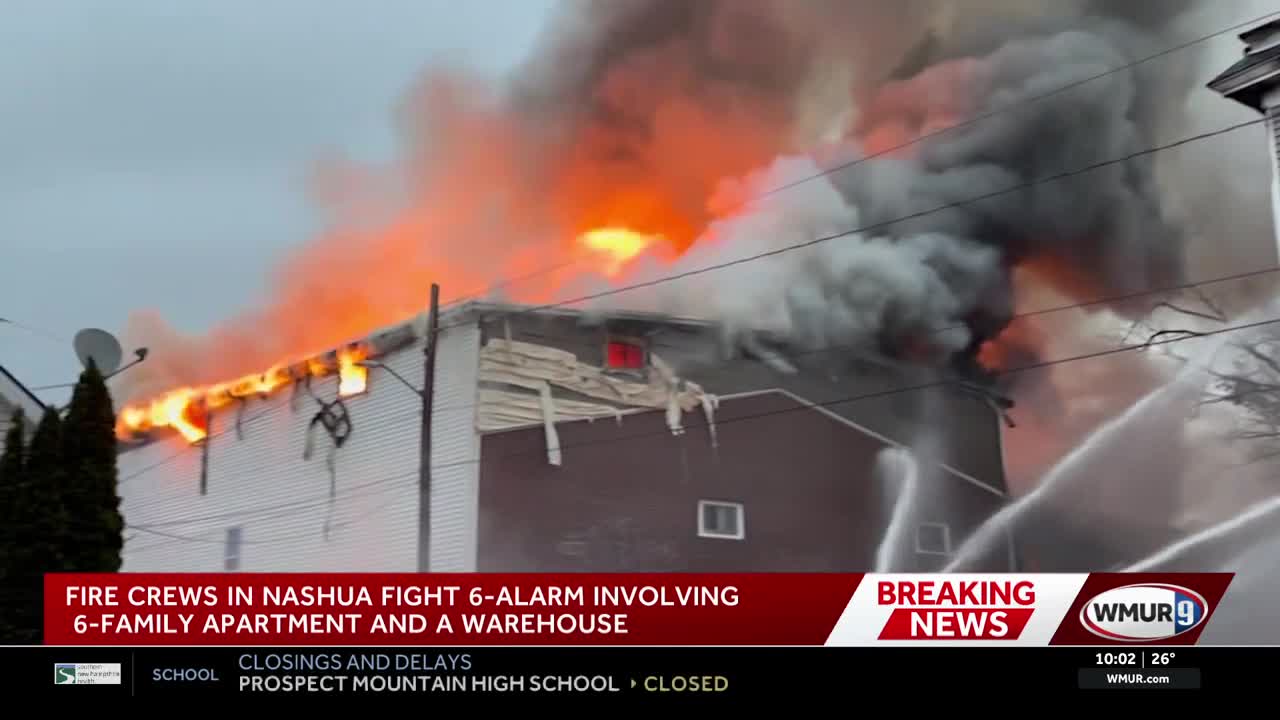 Fire crews in Nashua fight fire at apartment building, warehouse