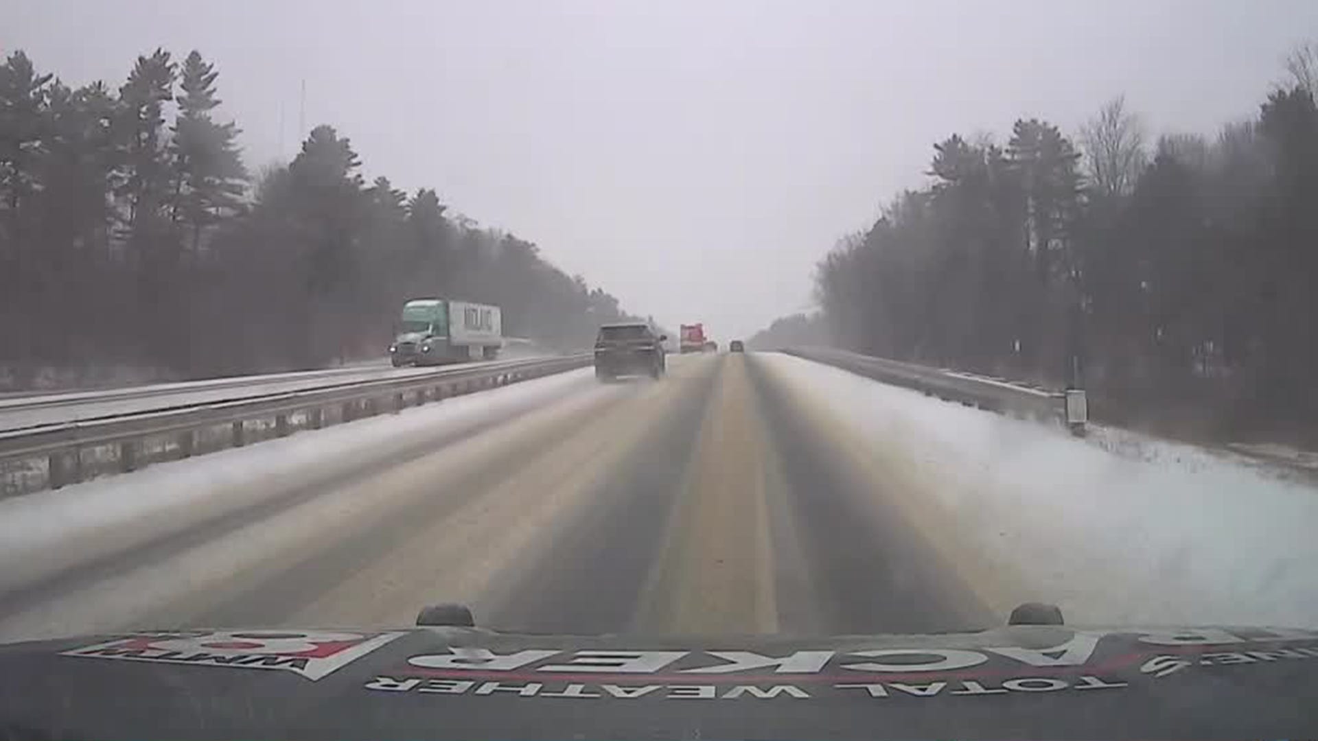 A look at noontime conditions on Maine Turnpike during Tuesday's snowstorm