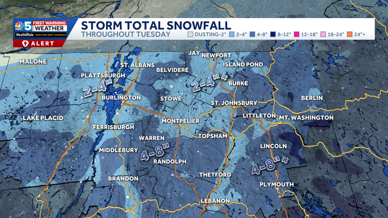 Slick travel, heavy evening traffic from snow in Vermont and New York ...