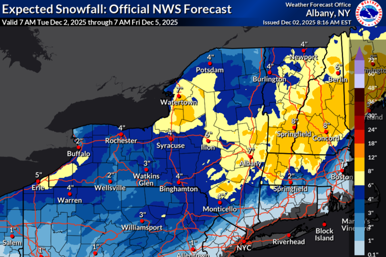 Map Shows How Much Snow Will Hit New York Amid Winter Weather Warnings
