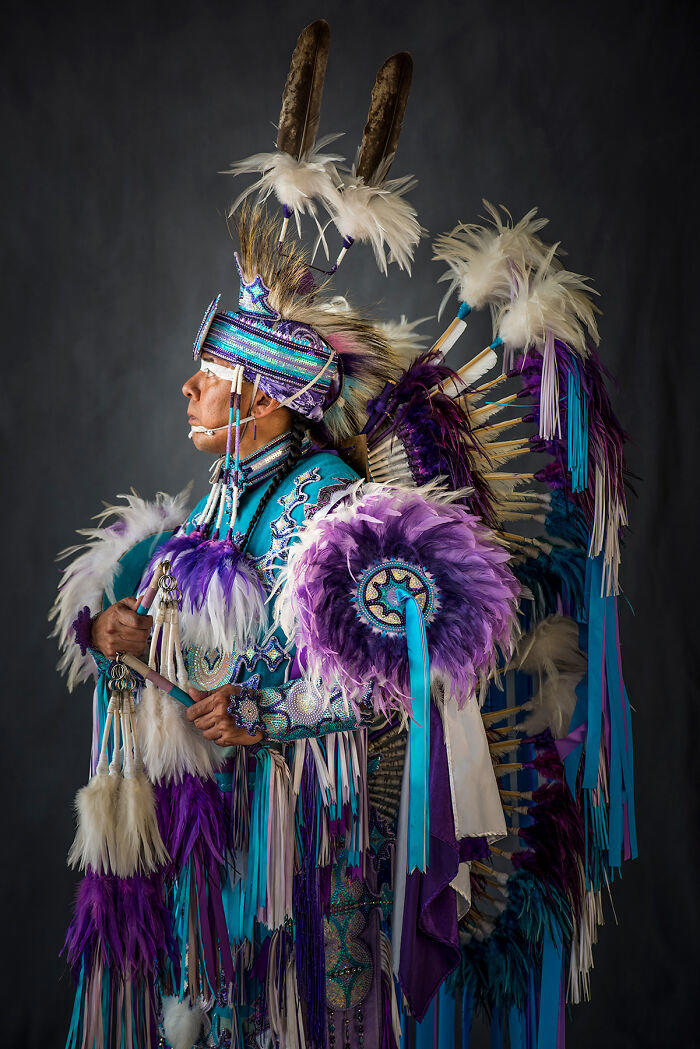 16 authentic portraits of Native Americans posing in traditional regalia