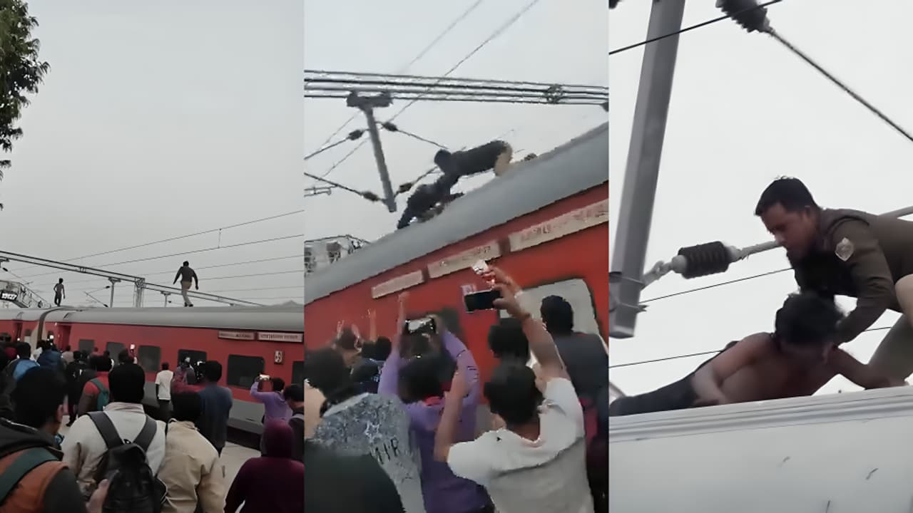 Brave UP police officer rescues man from train roof in dramatic viral video