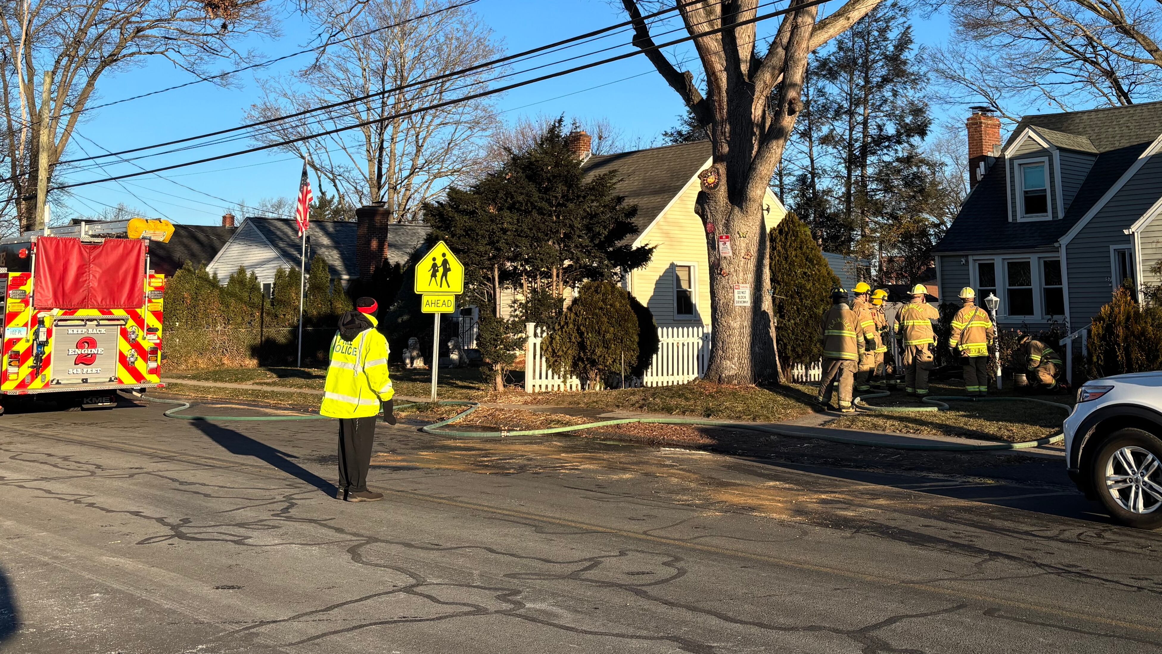 Crews work to put out Plainville house fire