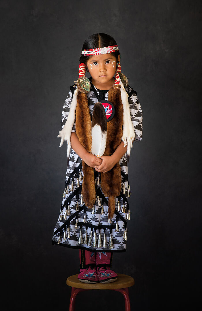 16 authentic portraits of Native Americans posing in traditional regalia