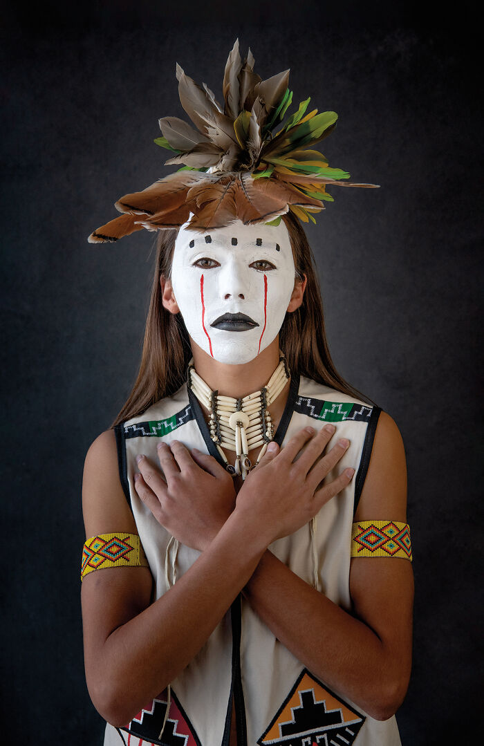 16 authentic portraits of Native Americans posing in traditional regalia