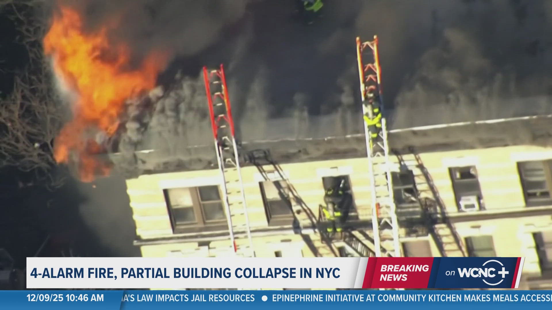 4-alarm fire partially collapses building in NYC