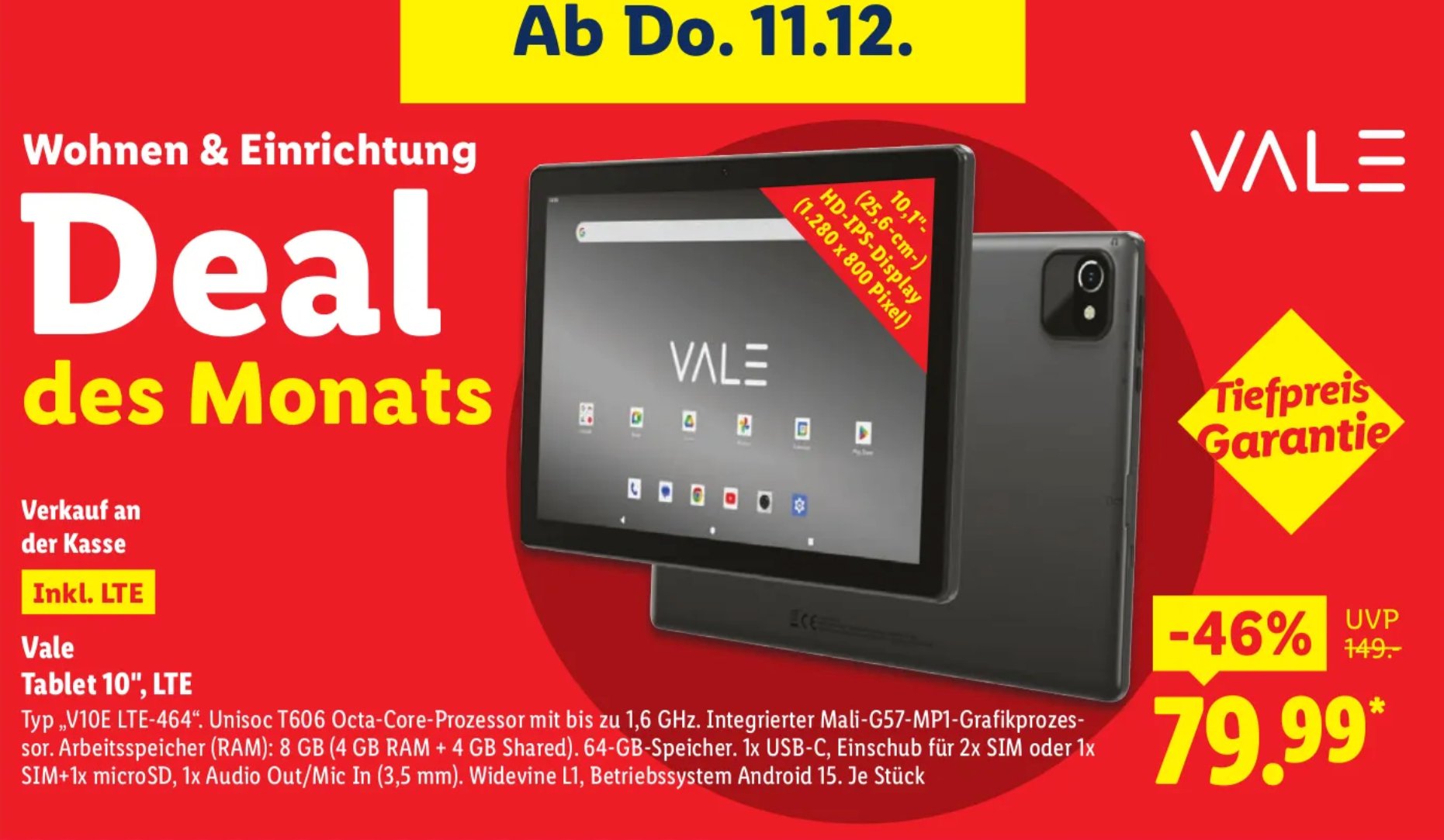 Lidl verkauft Donnerstag ein Android-Tablet mit LTE zum Witzpreis