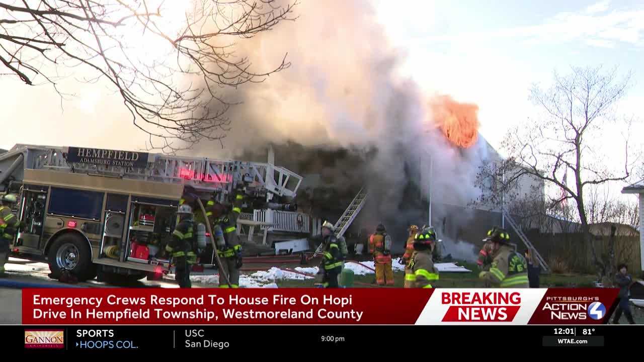 Firefighters battle house fire in Hempfield Township, Westmoreland County