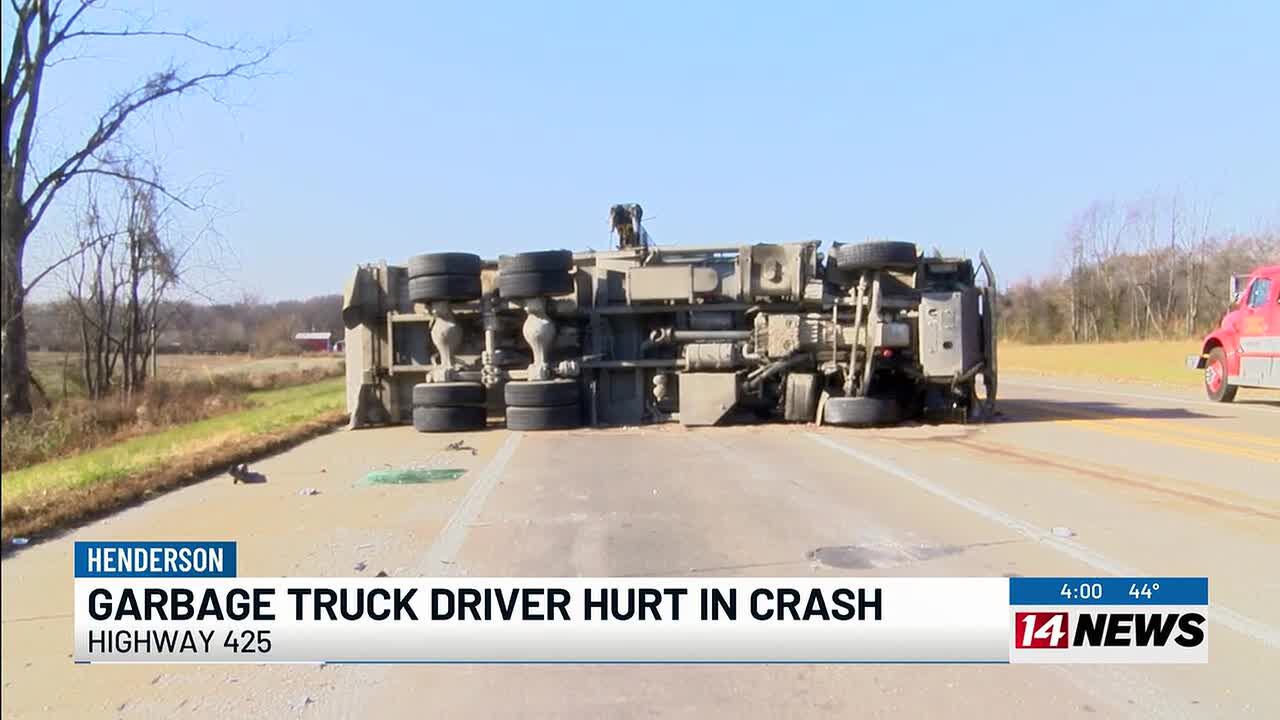 Garbage truck driver flown to hospital after crash