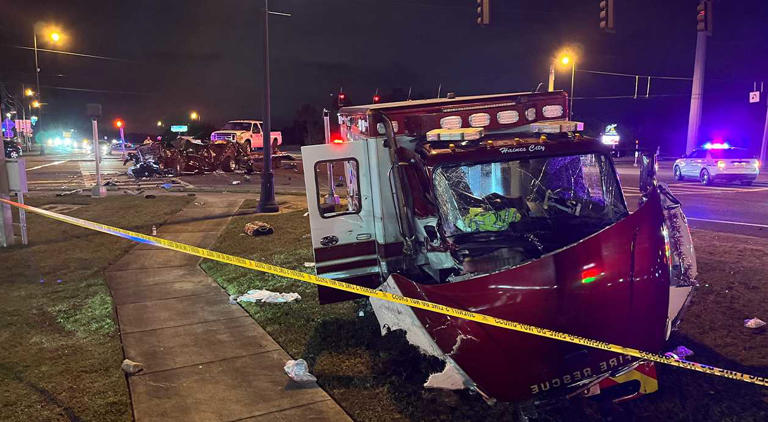 2 critically injured after ambulance, pickup truck collide in Polk ...