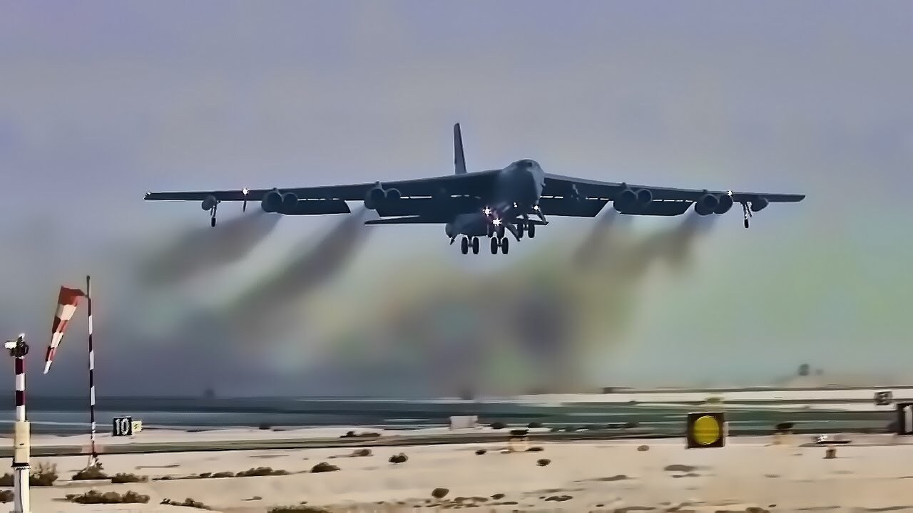 US Air Force aircraft takeoff at Al Udeid Air Base, Qatar
