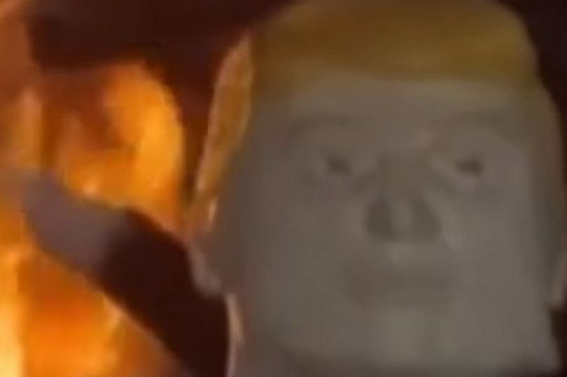 'Evil' Donald Trump effigies set ablaze by protestors in 'Burning of ...