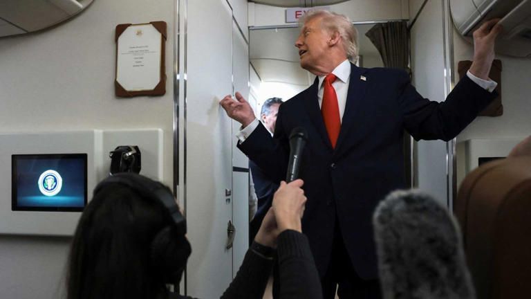 Trump caught off guard as bathroom door hits him on Air Force One