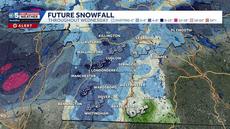 Widespread snow, slick travel Wednesday in Vermont and northern New York