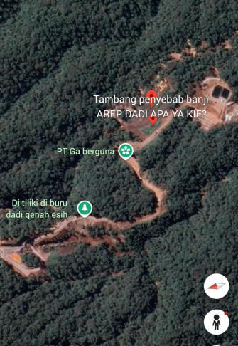 Tangkapan layar titik gundul di lereng Gunung Slamet di Google Earth. Dok: Google Earth
