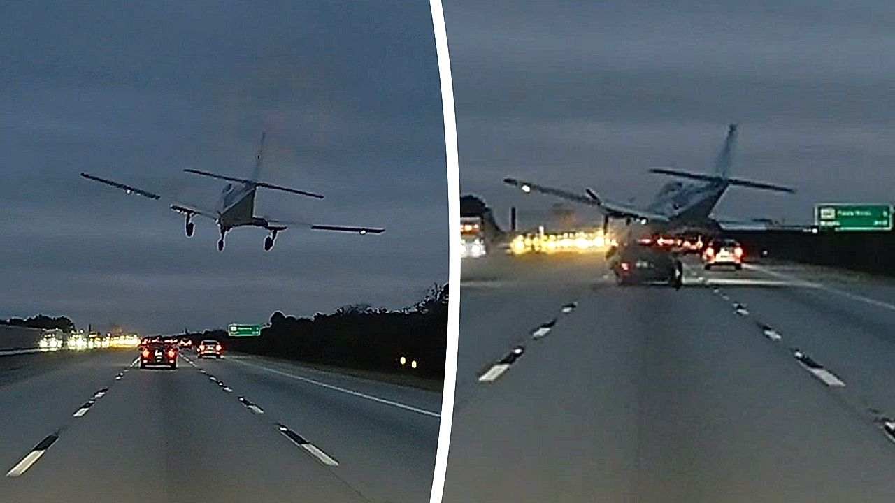 Notlandung auf Interstate in Florida: Flugzeug kracht auf fahrendes Auto |  Watch