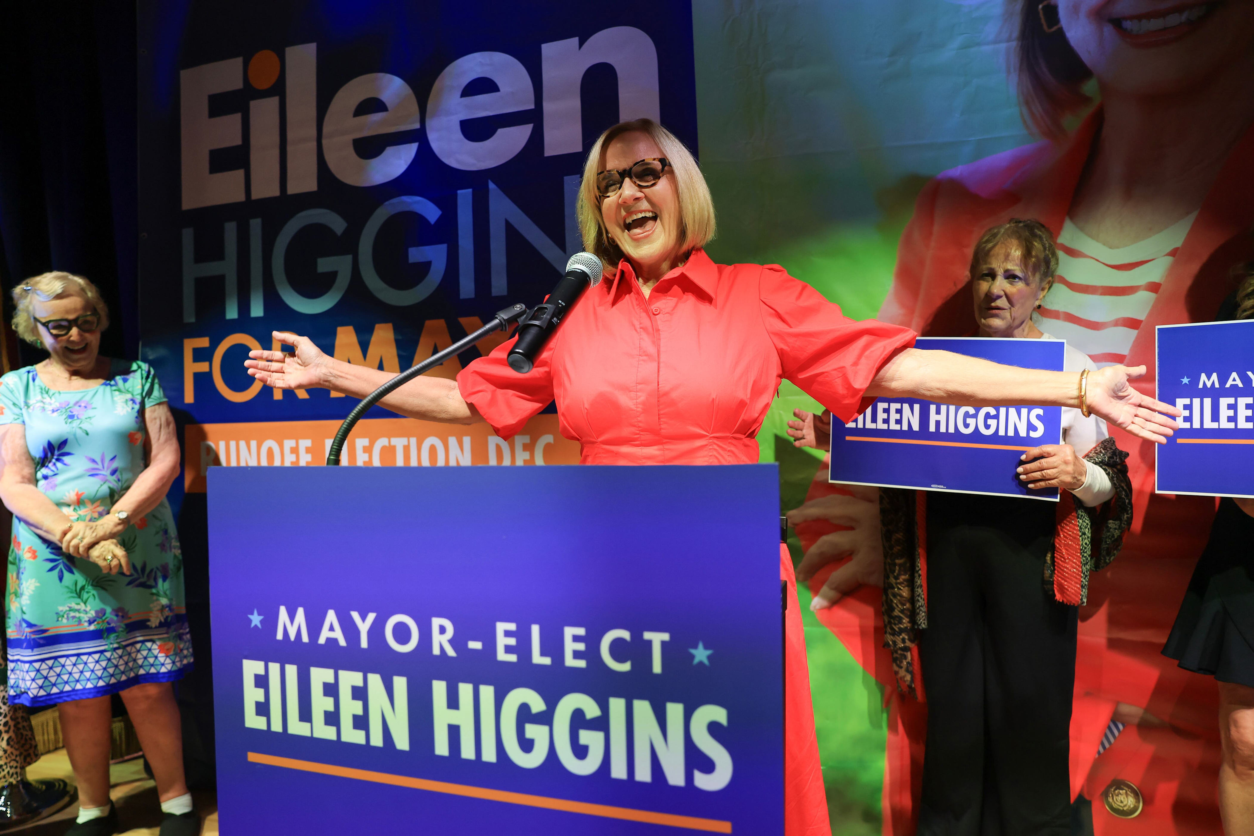 Miami Mayor-elect Eileen Higgins speaks to supporters as she celebrates her victory at her election night party held at the Miami Women's Club on December 09, 2025 in Miami, Florida. / Joe Raedle / Getty Images