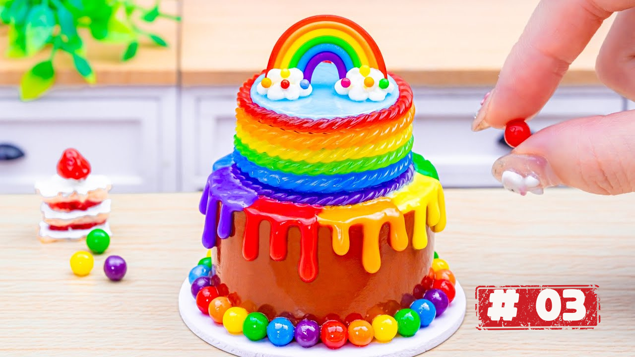 Yummy mini rainbow jelly cake decorating – part 3