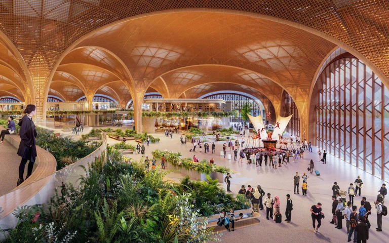 Designed by Foster + Partners, the airport is intended to handle 50 million passengers a year by 2050