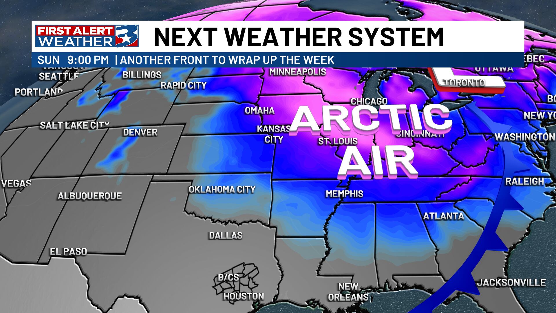 Cold front to bring scattered showers Sunday morning