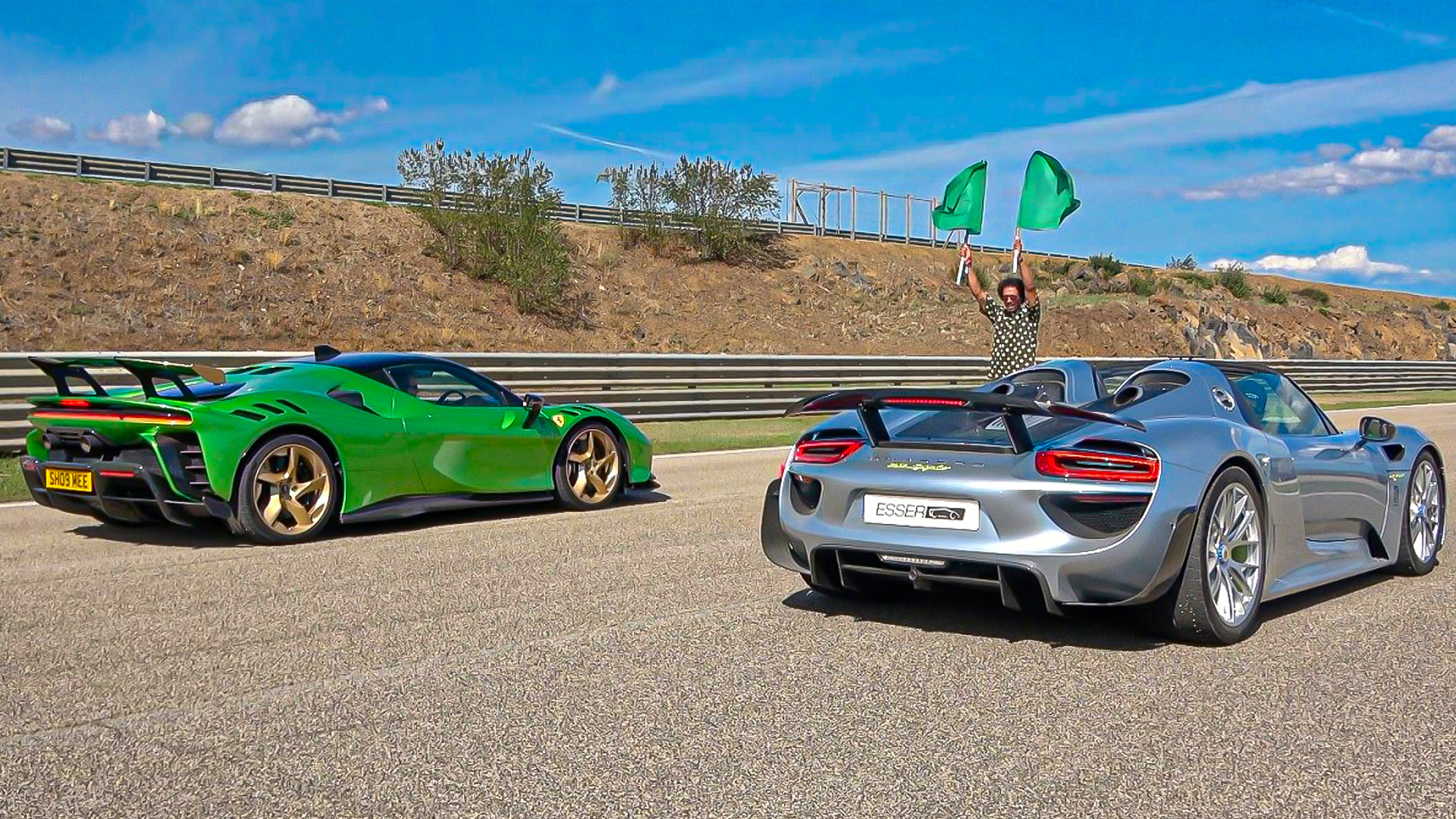 Multiple drag races between hyper cars